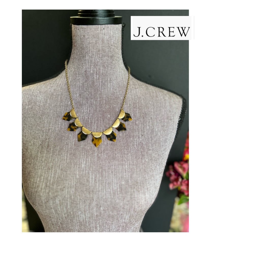 J. Crew Statement Necklace Geometric Tortoise She… - image 1